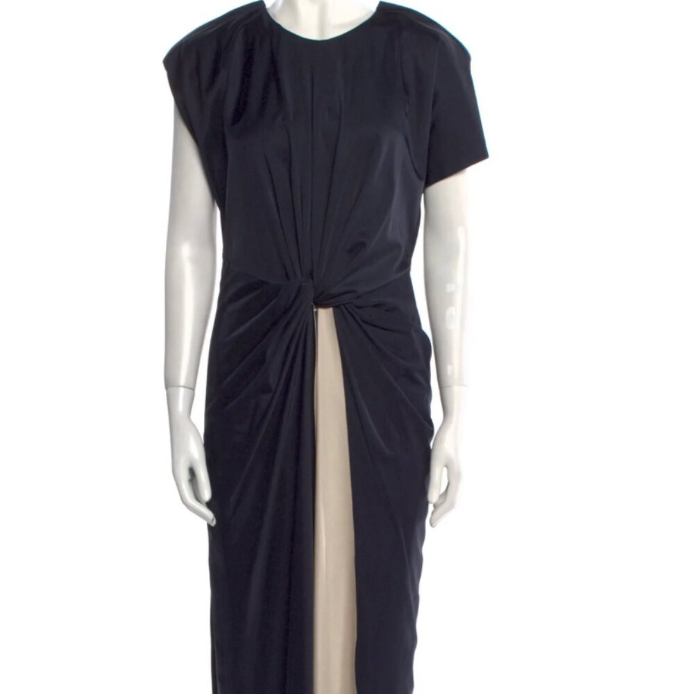 Marni Navy Crew Neck Midi Draped Dress - IT42/US 6